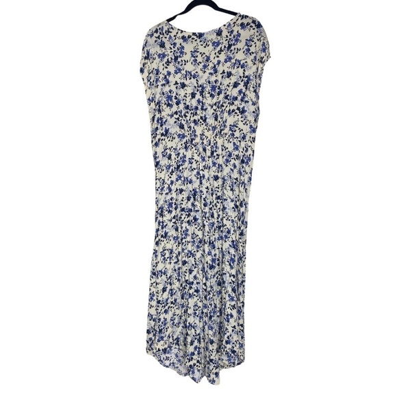 Ellos Plus Size Floral Tie Front Maxi Dress Yellow Blue Rayon Cap Sleeves Sz 20W - Picture 3 of 10